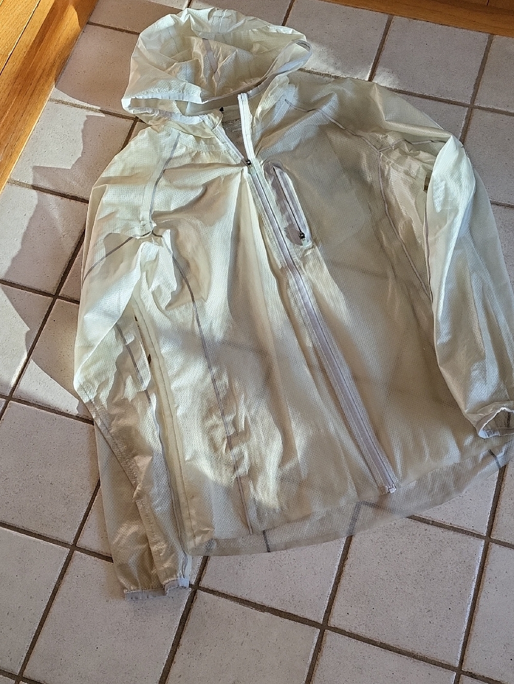 Lightweight Hooded Windbreaker Jacket In White, With Silver Reflective Trim